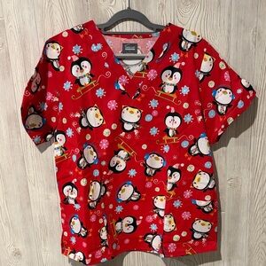 BRAND NEW Cherokee Red Penguin Scrub Top